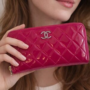 Chanel Pink Matelasse Long Wallet